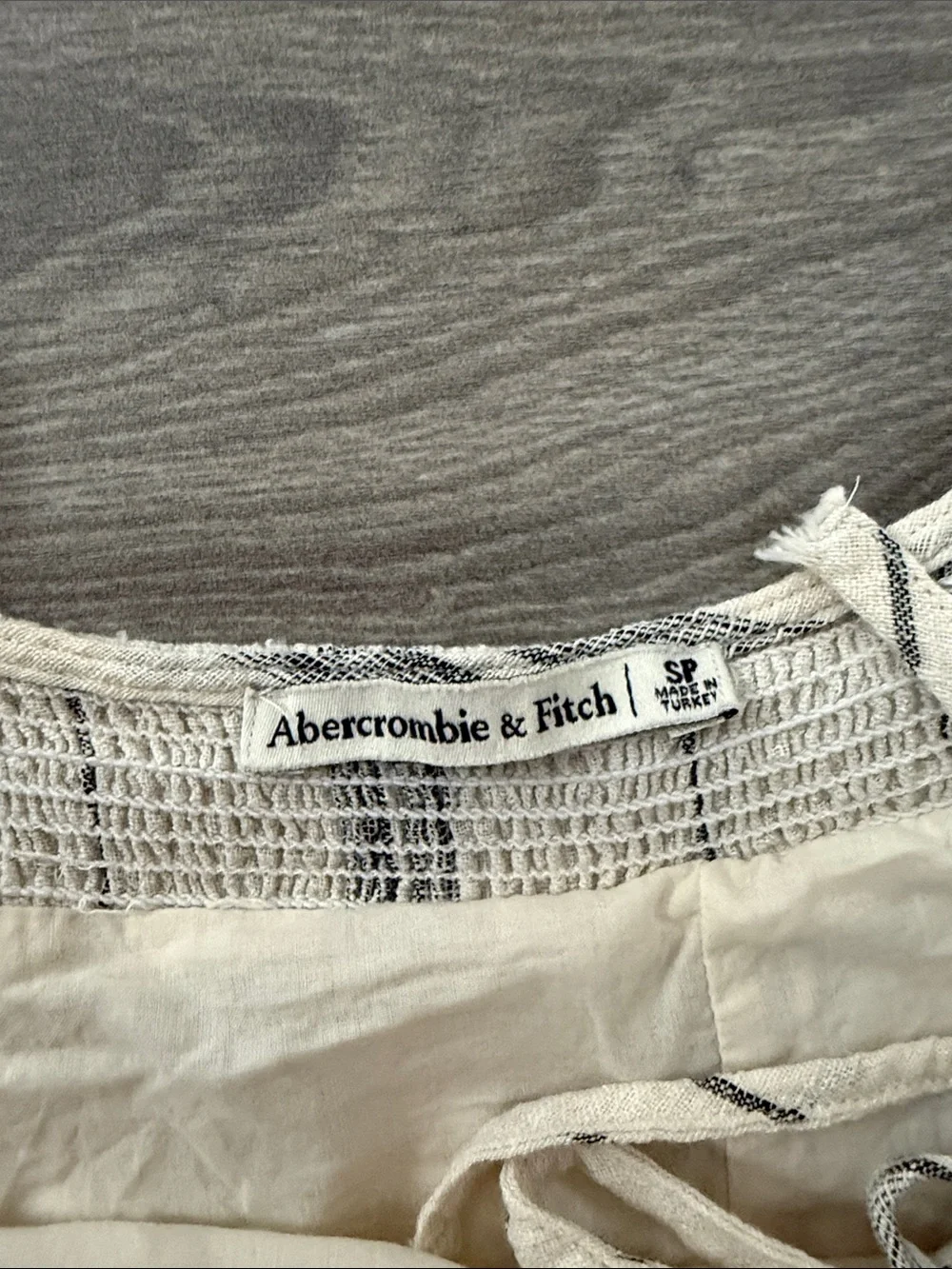 Abercrombie & Fitch Light Cream & Navy Striped Tie-Shoulder Maxi Dress